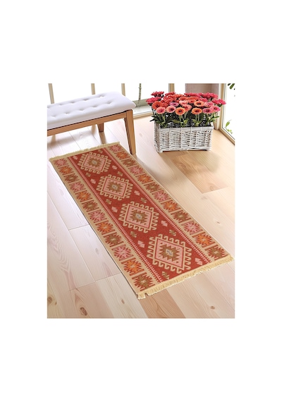 "çift Taraflı Kullanılabilir, Makinede Yıkanabilir, Modern Desenli Kilim 11 Farklı Ebat" Turuncu Turuncu