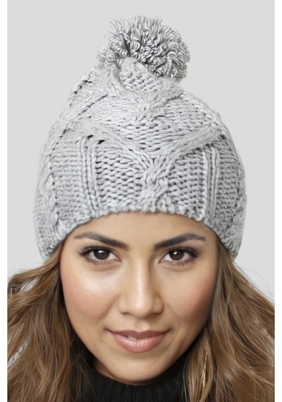 Tezzgelsin Kadın Kışlık Ponponlu Örgü Bere Gri