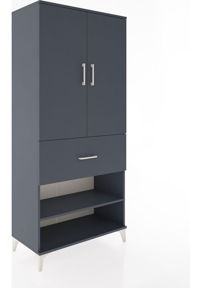 Hyperion Dolap 4 Raflı Tek Çekmeceli 2 Kapaklı 88x44x195 Antrasit-antrasit Antrasit