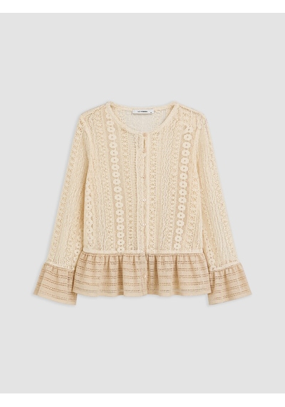 Lcwaıkıkı Curve Bej Büyük Beden Dantelli Peplum Bluz