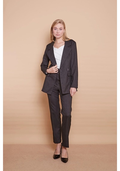 Rahat Kesim Yakalı Cep Kapaklı Kolları Düğmeli Pamuklu Kumaş Uzun Blazer Ceket-antrasit Antrasit Rahat Kesim Yakalı Cep Kapaklı Kolları Düğmeli Pamuklu Kumaş Uzun Blazer Ceket-antrasit Antrasit