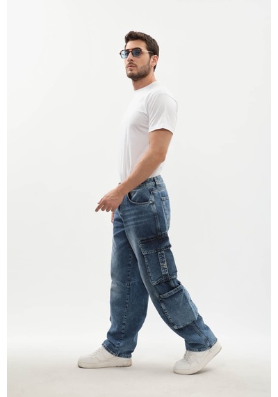 Banny Jeans Erkek Kargo Cepli Jean Pantolon Mavi