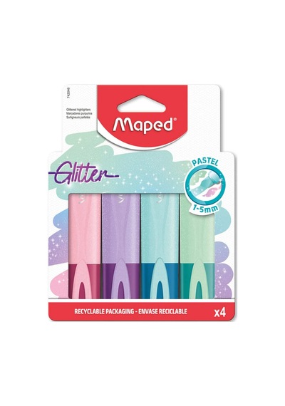 Maped Fosforlu Kalem Glıtter Pastel 4 Lü 742046 Çok Renkli