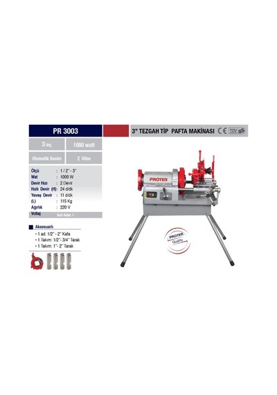 Pafta Makinesı Proter Pr 3003 Tezgah Tip 3''