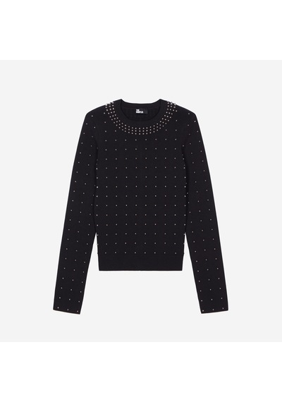 The Kooples Kadın Zımba Detaylı Bisiklet Yaka Siyah Kazak