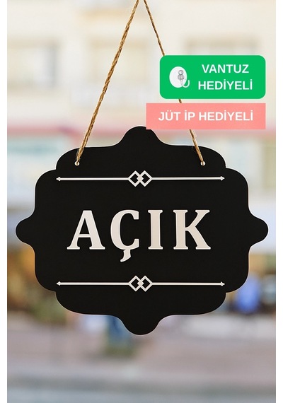Ahşap Dekoratif Kesim Açık-kapalı Yazısı - Siyah