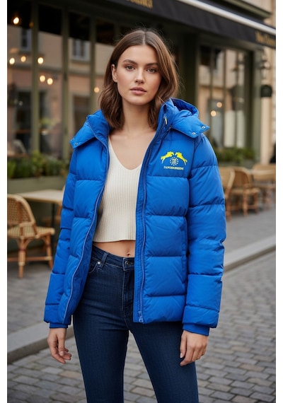 Famoda Kapüşonlu Yağmur Ve Rüzgar Geçirmez Oversize Kadın Mont Mavi