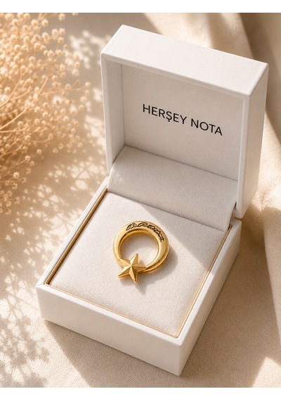 Atatürk İmzalı Ay Yıldız Gold Renk Rozet Unisex Yaka Aksesuarı Gri
