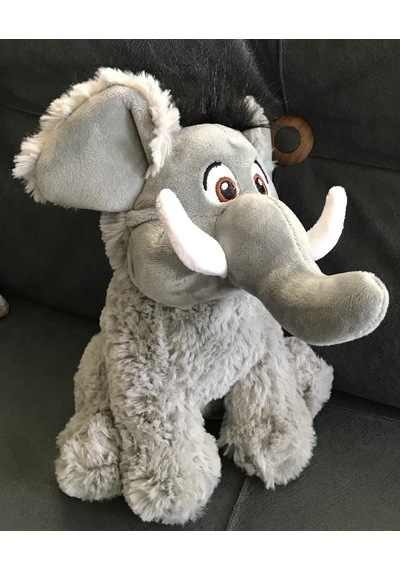 Merty Avm Premium Kalite 28 Cm Sevimli Peluş Mamut Fil - Dolgun Yapılı Oturabilen Hediye Oyuncak Beyaz - Gri