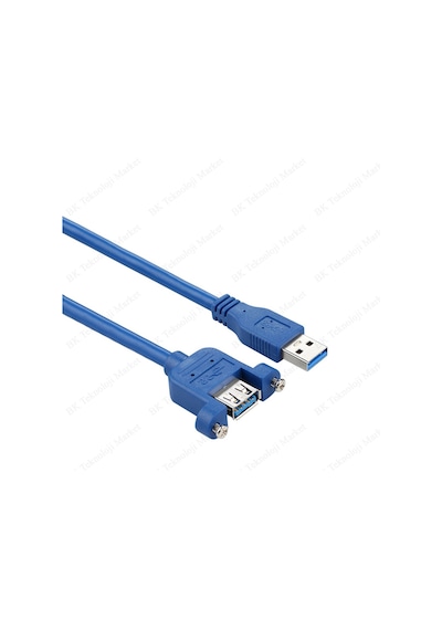 Panel Tipi Vidalı Usb 3.0 Dişi - Erkek Uzatma Kablosu-50cm