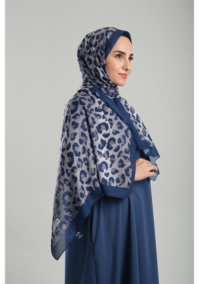 Giverny Koyu Gri Desenli Şal Kesik Elyaf Pamuksu Leopar Dijital Baskılı 202125 23 Koyu Gri