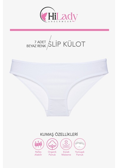 Kadın Külot 7 Li Paket Likralı Soft, Ve, Siyah, Renkler Pamuklu, Yumuşak,külot Beyaz