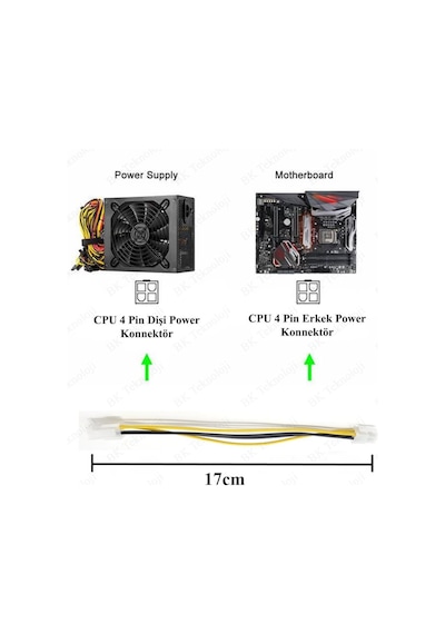 Atx Güç Kaynağı 12V 4-Pin P4 Cpu Power Erkek-Dişi Uzatma Kablosu