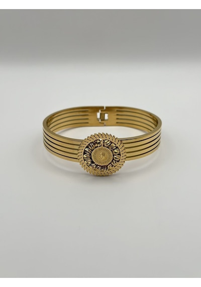 Arnes Jewelry Çelik Çeyrekli Dorikalı Kelepçe Bileklik Ar152nes Gold