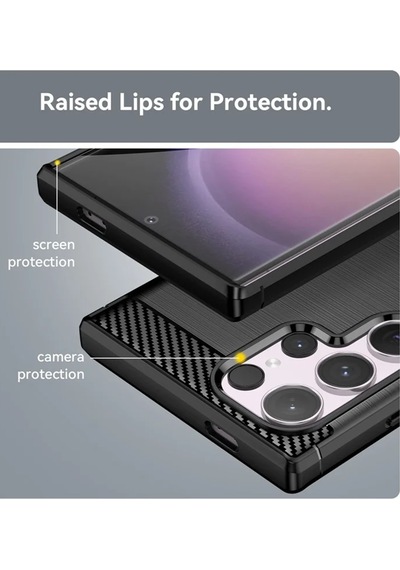 Microcase Sam S24 Ultra Brushed Carbon Fiber Silikon Kılıf-al3332