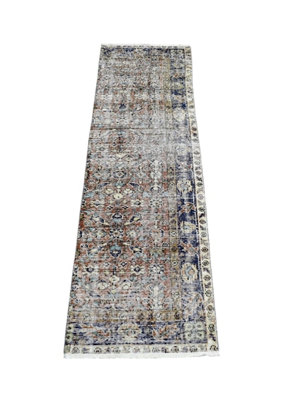 Zehra Abla Halı Vintage El Dokuma Nadir Çiçekli Eskitme Yün Halı 7436 Çok Renkli