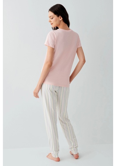 Kocabey Kısa Kol Pijama Takımı Pembe