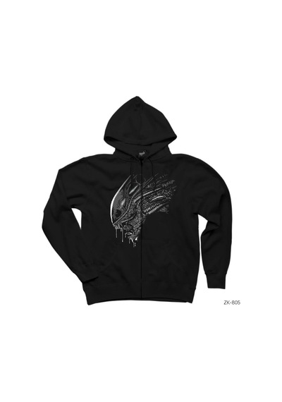 Predator Siyah Fermuarlı Kapşonlu Sweatshirt