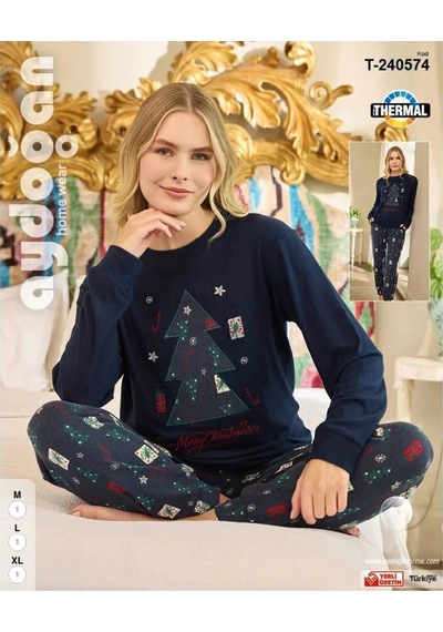 Aydoğan Kadın Bisiklet Yaka Termal Pijama Takımı 240574l- 1 Adet Lacivert