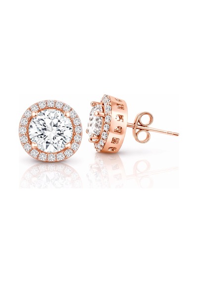 Gümüş Rose Oval Montür Pırlanta Modeli Küpe 80754225