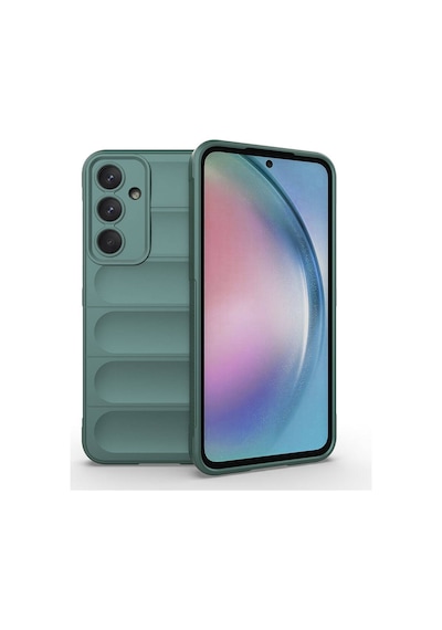 Galaxy Uyumlu A55 Kılıf Esnek Tpu Oyuklu Arka Yüzey Tasarımlı Zore Etnik Silikon Kapak Koyu Yeşil