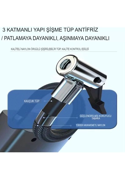 Tr H-9293 Akıllı Dijital Hava Kompresörü, 4000mah, 150psı, Şarjlı, Araç Lastik Top Şişirme Genel