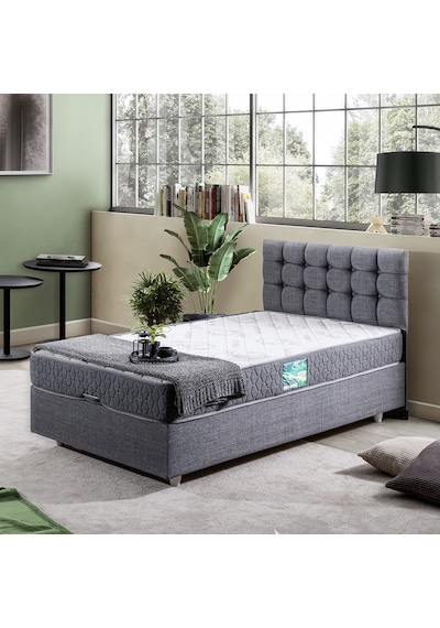Venedik Tek Kişilik Baza Başlık Comfort Ortopedik Yatak Seti - Gri 100 x 200