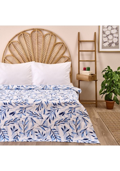 Soft Palmatum Çift Kişilik Pike - Beyaz / Mavi - 200x220 Cm Renkli