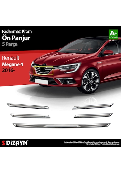 Renault Megane 4 Paslanmaz Krom Ön Panjur 5 Parça 2016-2020