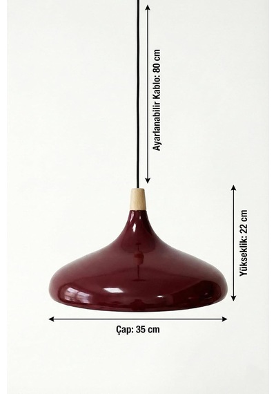 Nova Ahşap Sarkıt Avize, Bohem Tavan Lambası Ve Salon Oturma Odası Aydınlatması - Bordo - 35 Cm Modern Dekorat Çok Renkli