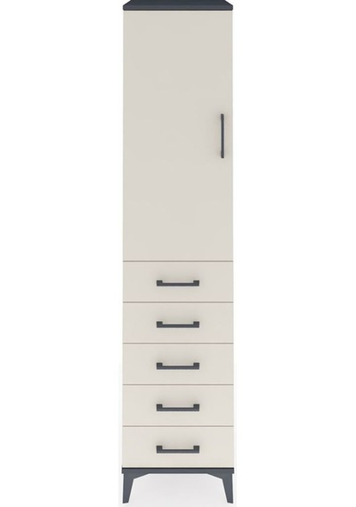 Hyperion Dolap 3 Raflı 5 Çekmeceli Tek Kapaklı 44x44x195 Antrasit-aytaşı Antrasit