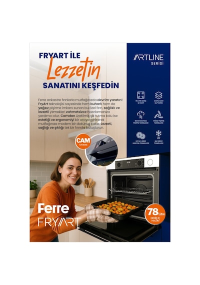 Ferre QEP64CS - SC405-WFA - D063-SA Fryart Artline Steam Siyah Ankastre Set