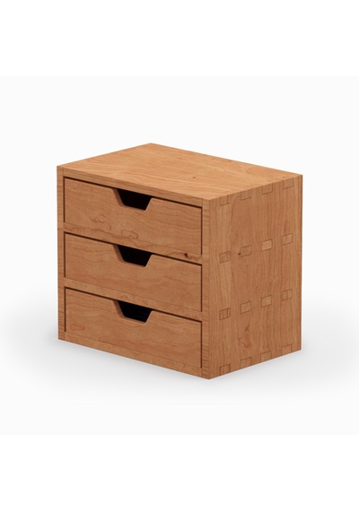 Desna Üç Katlı Üç Çekmeceli Mini Dolap - Kiraz 18 Cm Uzunluk X 12.1 Cm Derinlik X 15.8 Cm Woodsaka Doğal Ahşap