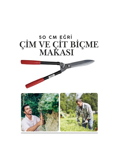 50 Cm Eğri Çim Budama Makası Plastik Saplı Metal Bıçaklı Bahçe Budama Çalı Ve Çimen Biçme Makası