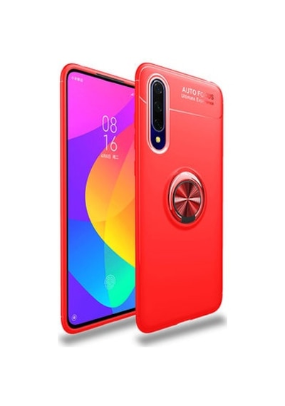 Huawei P Smart Pro 2019 Kılıf Yüzüğü Stant Ve Araç Tutucu Olabilen Şık Esnek Premium Silikon Kapak Ryc/ravel Kirmizi