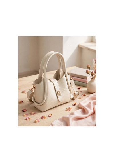 Names Bag Kilitli Tek Saplı Kadın Mini El Ve Omuz Çantası Bej Bej
