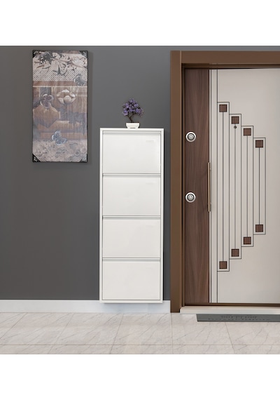 Kaser Metal 4'Lü Metal Ayakkabılık Beyaz