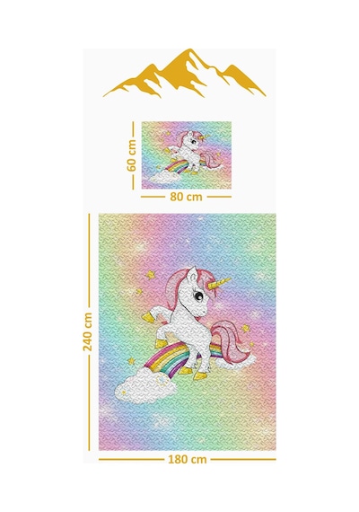 Unicorn Desenli Kadife Kumaş Çocuk Yatak Örtüsü Seti 2 Parça Tky0022 Çok Renkli