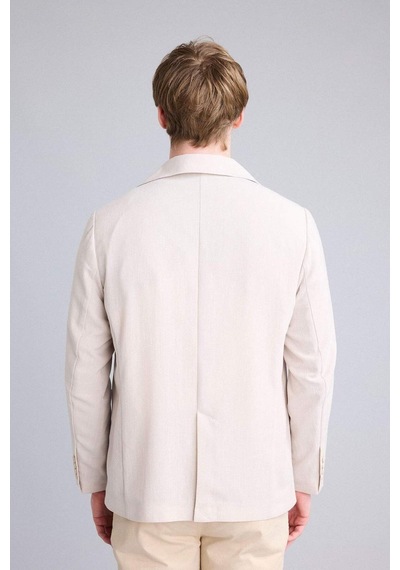 Defacto Regular Fıt Polo Yaka Yarım Astar Blazer Ceket G7591ax26smer22 Ekru-er22