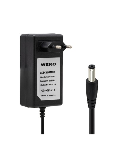 Weko 14.4 Volt 1 Amper Priz Tipi Adaptör Kırmızı Yeşil Ledli Şarj Dolum Göstergeli 5.5x2.5 Uçlu
