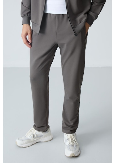 Tommy Life Koyu Gri Pamuklu Kalın Yumuşak Dokulu Comfort Fit Basic Erkek Eşofman Takım - 85260 Koyu Gri