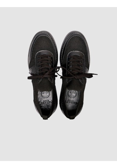 Cabani Erkek Triko Detaylı Günlük Siyah Sneaker Ayakkabı Siyah