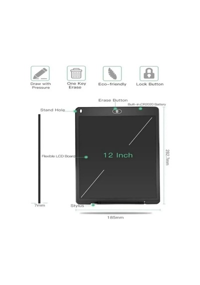 Ers 12 Inc Renkli Lcd Grafik Dijital Kalemli Çizim Tableti Yazı Tahta Not Yazma Eğitim Tableti Kırmızı