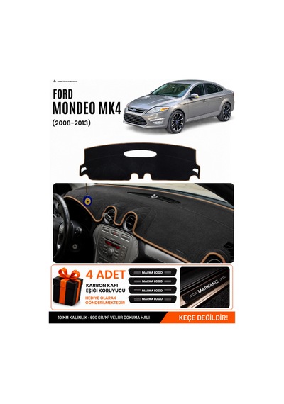 Ford Mondeo Mk4 2008-2014 Uyumlu Torpido Örtüsü, Torpido Kılıfı - Siyah Kahverengi