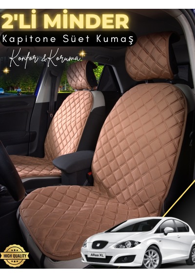 Seat Altea Uyumlu 2'li Süet Oto Koltuk Minderi Terletmez Universal Su Geçirmez A1 Kahverengi
