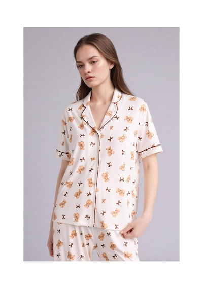 Defacto Softshell Ayıcıklı Pijama Takımı Üst Alt G7965ax26sper98 Ekru-er98