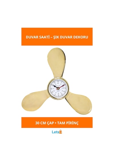 Pirinç Duvar Saati 30 Cm Sessiz Mekanizma Klasik Tasarım Çok Renkli
