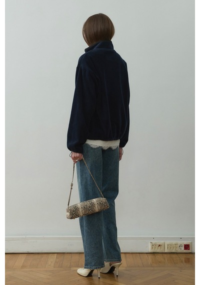 Suud Collection Lacivert Anu Oversize Fermuarlı Polar Hırka