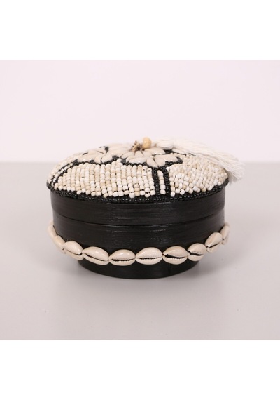 Bali Boncuklu Bambu Saklama Kutusu M 16x10 Cm
