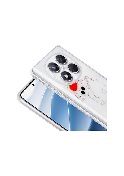 Xiaomi Redmi Note 14 Pro 4g Kılıf Şeffaf Figürlü Mkst Folk Sert Kapak - Papatya Beyaz